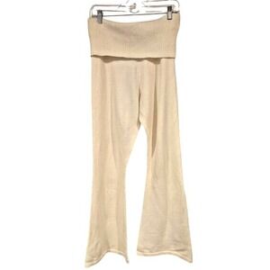 Musera Cream Knit Flare Leg Lounge Pants High Waist Relaxed Casual‎